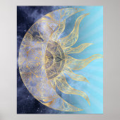 Gold Moon Sun Mandala Celestial Design Poster (Vorne)