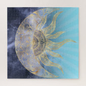 Gold Moon Sun Mandala Celestial Design Puzzle (Vertikal)