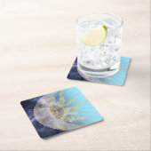 Gold Moon Sun Mandala Celestial Design Rechteckiger Pappuntersetzer (Vor Ort)