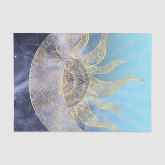 Gold Moon Sun Mandala Celestial Design Seidenpapier (Vorderseite)