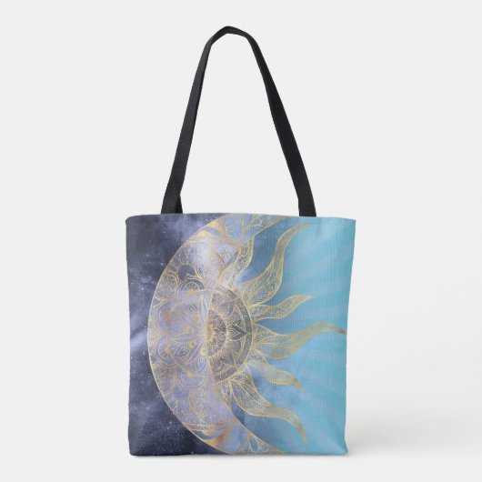 Gold Moon Sun Mandala Celestial Design Tasche (Rückseite)