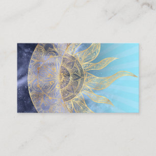 Gold Moon Sun Mandala Celestial Design Visitenkarte