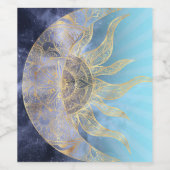 Gold Moon Sun Mandala Celestial Design Weinetikett (Einzelnes Label)
