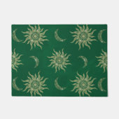 Gold Moon Sun Mandala Green Pattern Fußmatte (Vorderseite)
