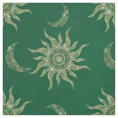 Gold Moon Sun Mandala Green Pattern Stoff (Muster)