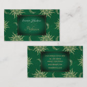 Gold Moon Sun Mandala Green Pattern Visitenkarte (Vorne/Hinten)