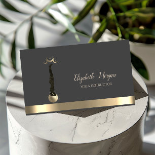 Gold Moon Women Silhouette Yoga Instructor Visitenkarte