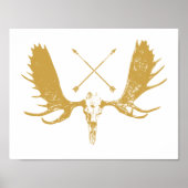 Gold Moose Skull Art Hunter / Boho Poster (Vorne)