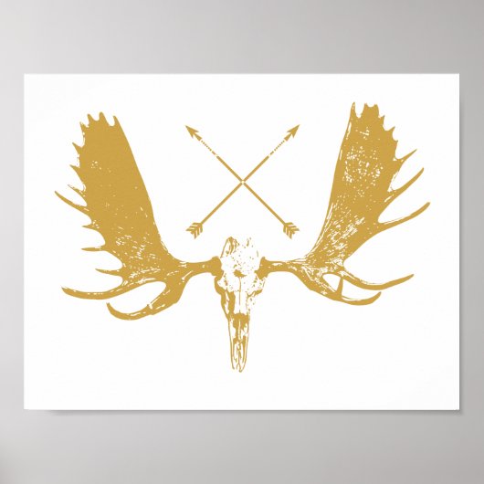 Gold Moose Skull Art Hunter / Boho Poster (Vorne)