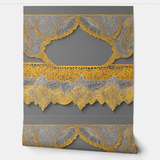 Gold Moroccan Arch Pattern – Luxe Gray AI art Tapete (Abrollen)