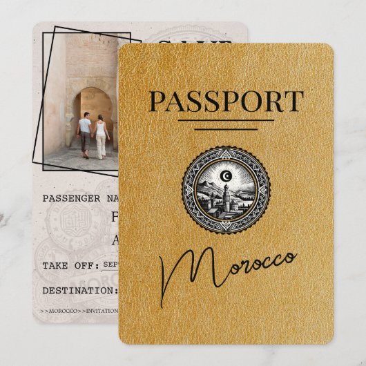 Gold Morokko Pass Save The Date (Vorne/Hinten)