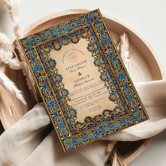Gold Mosaic Islamic Wedding Einladung