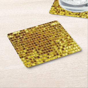 Gold Mosaic Tiles Elegant Moderner Luxus Rechteckiger Pappuntersetzer