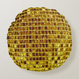 Gold Mosaic Tiles Elegant Moderner Luxus Rundes Kissen