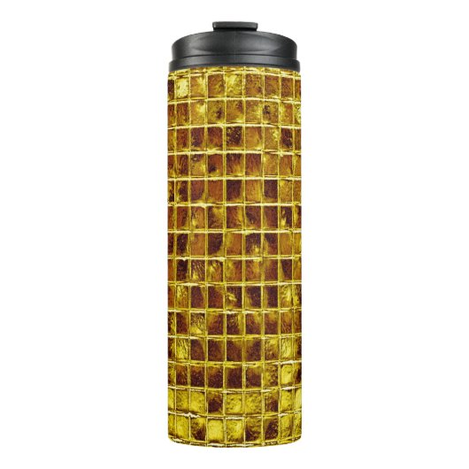 Gold Mosaic Tiles Elegant Moderner Luxus Thermosbecher (Vorderseite)