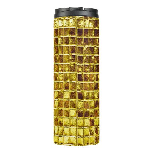Gold Mosaic Tiles Elegant Moderner Luxus Thermosbecher (Rückseite)