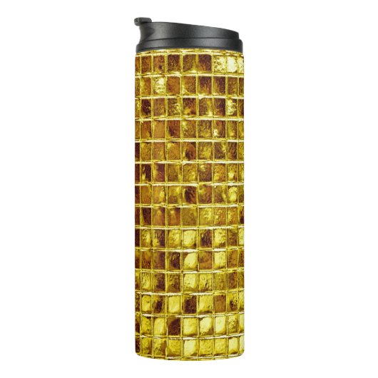 Gold Mosaic Tiles Elegant Moderner Luxus Thermosbecher (Nach rechts gedreht)