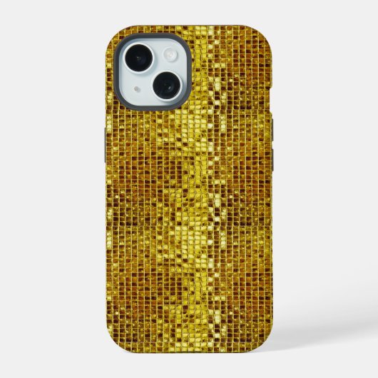 Gold Mosaik Elegant Glam Girly Luxus Moderne iPhone 15 Hülle (Rückseite)