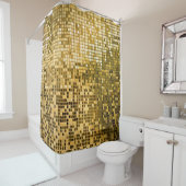 Gold Mosaik: Quadrat Fliesen Textur. Duschvorhang (Beispiel)