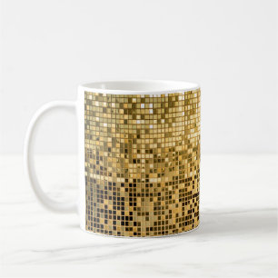 Gold Mosaik: Quadrat Fliesen Textur. Kaffeetasse
