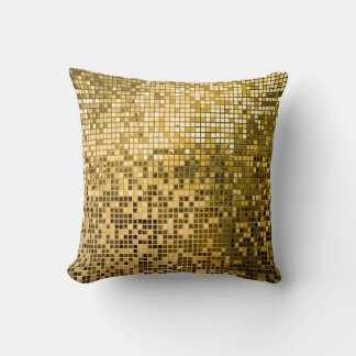 Gold Mosaik: Quadrat Fliesen Textur. Kissen