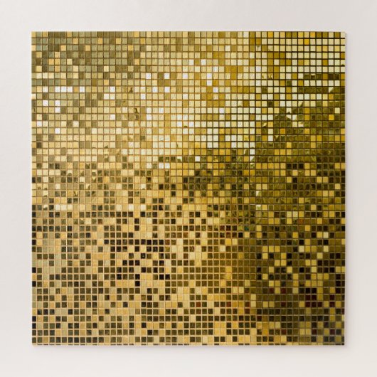 Gold Mosaik: Quadrat Fliesen Textur. Puzzle (Vertikal)
