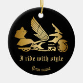Gold Motorrad Wings Weihnachtsgeschmack Keramik Ornament (Vorne)