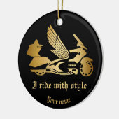 Gold Motorrad Wings Weihnachtsgeschmack Keramik Ornament (Links)