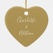 Gold Mr. and Mrs. First Christmas Signature Script Keramik Ornament (Hinten)