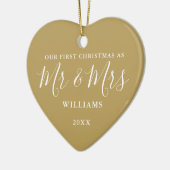 Gold Mr. and Mrs. First Christmas Signature Script Keramik Ornament (Links)