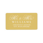 Gold Mr. and Mrs. Script Wedding Rücksendeadresse Adressaufkleber (Vorne)
