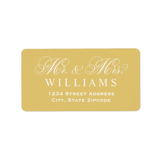 Gold Mr. and Mrs. Script Wedding Rücksendeadresse Adressaufkleber (Vorne)
