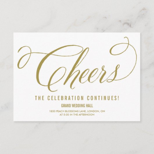 Gold Mr. & Mrs. Elegant Script Wedding Reception Begleitkarte (Vorderseite)