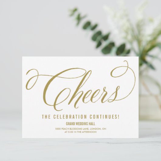 Gold Mr. & Mrs. Elegant Script Wedding Reception Begleitkarte (Stehend Vorderseite)