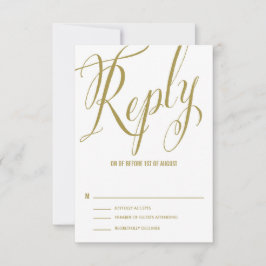 Gold Mr. & Mrs. Elegant Script Wedding RSVP Card