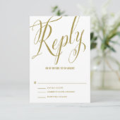 Gold Mr. & Mrs. Elegant Script Wedding RSVP Card (Stehend Vorderseite)