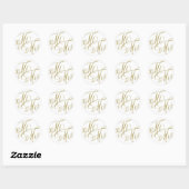 Gold Mr. & Mrs. Elegant Script Wedding Runder Aufkleber (Blatt)