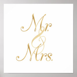 Gold Mr. & Mrs. wall Art, Folie Schriftart Poster
