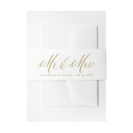 Gold Mr. und Mrs. Rustic Calligraphy Wedding Einladungsbanderole