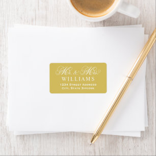 Gold Mr und Mrs Schrift Hochzeitsanschrift Adressaufkleber