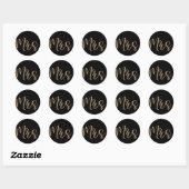 Gold MRS. Typografie Wedding Brautparty Black Runder Aufkleber (Blatt)