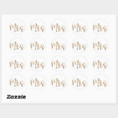 Gold MRS. Typografie Wedding Brautparty Bride Runder Aufkleber (Blatt)