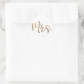 Gold MRS. Typografie Wedding Brautparty Bride Runder Aufkleber (Tasche)