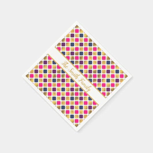 Gold Multicolor Quatrefolienmuster Serviette (Ecke)