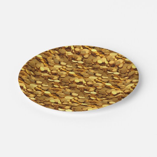 Gold Münzen Pappteller (Schrägansicht)