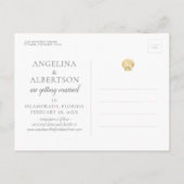 Gold Muschel Imitate Foil Beach Hochzeit Save the Ankündigungspostkarte (Rückseite)