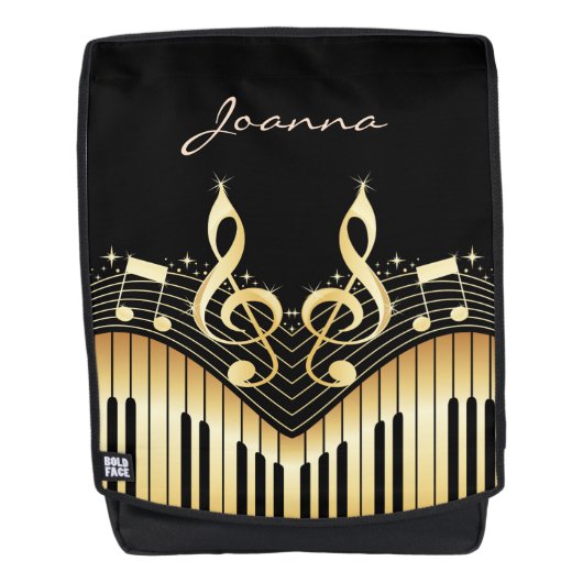 Gold Music Keyboard Rucksack (Vorderseite)