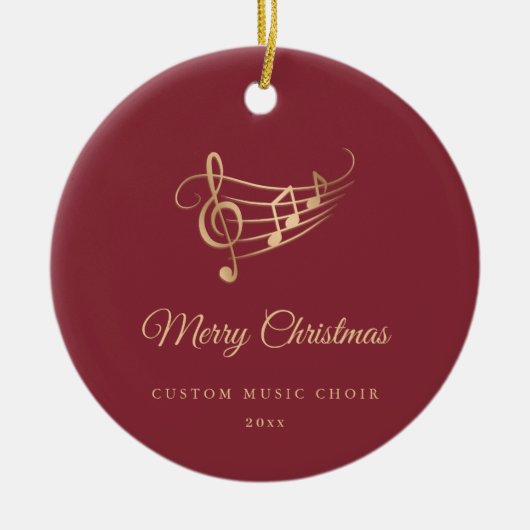 Gold Music Notes Elegant Script Christmas Keramik Ornament (Vorne)