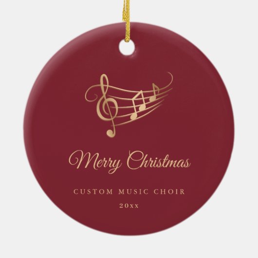 Gold Music Notes Elegant Script Christmas Keramik Ornament (Hinten)