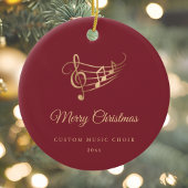 Gold Music Notes Elegant Script Christmas Keramik Ornament